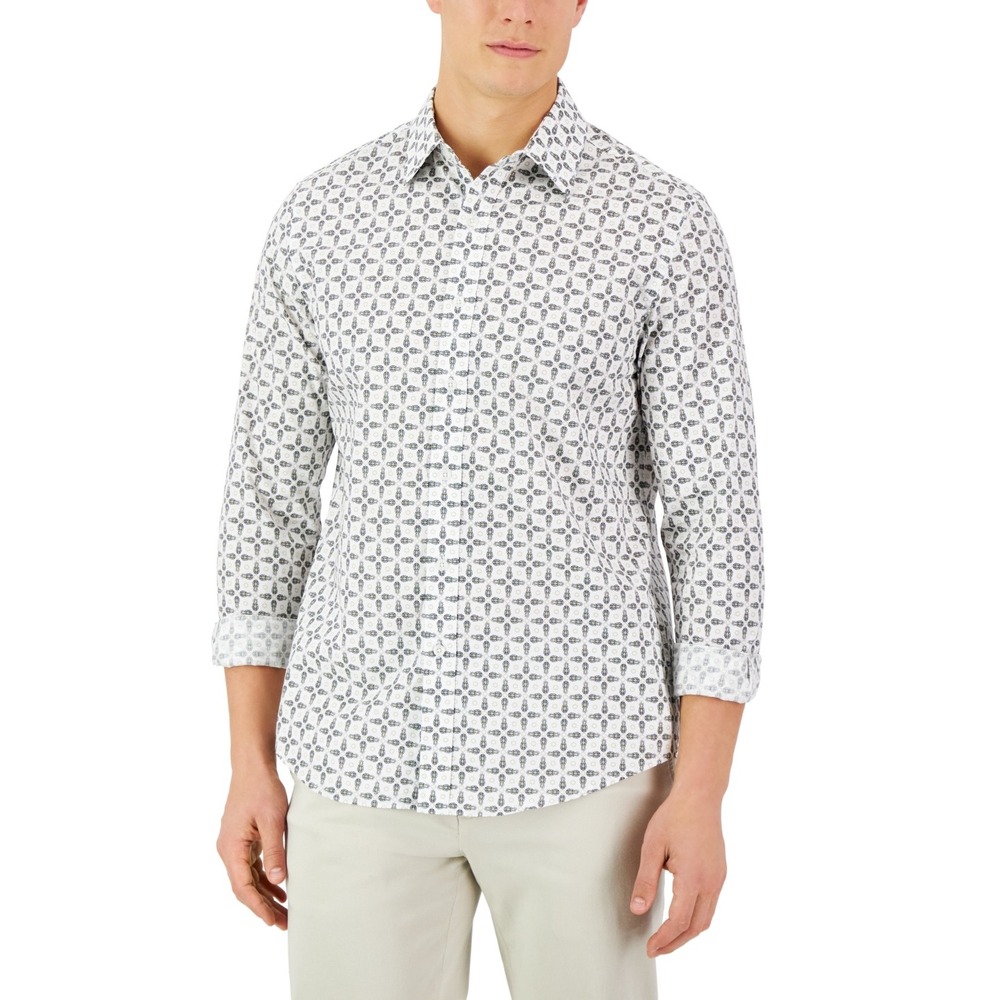 Club Room Mens‎ Cotton Pineapple Printed Button-Down Shirt Size M
